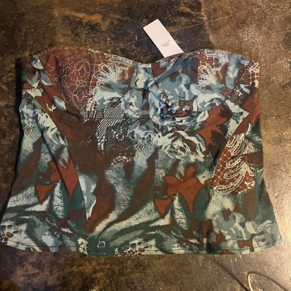 Urban Outfitters Strapless Blue and Brown Crop Top